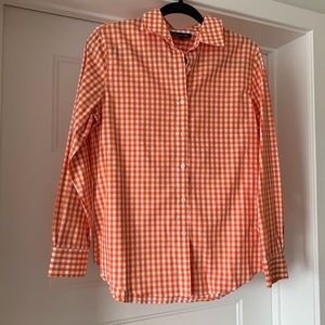 Jones NY Orange and White Gingham Button Down